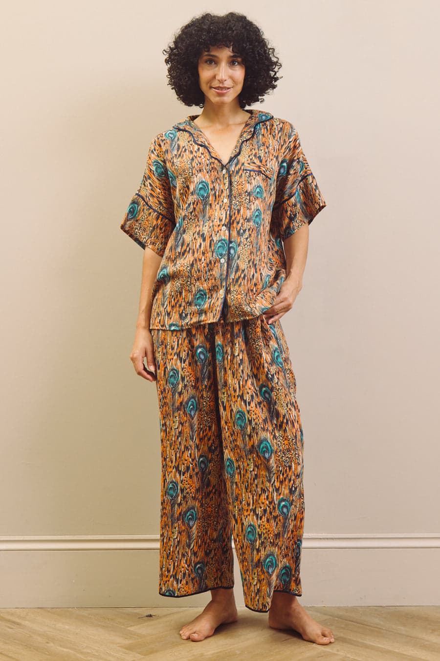 Festival Feathers gauze oversized pyjamaset
